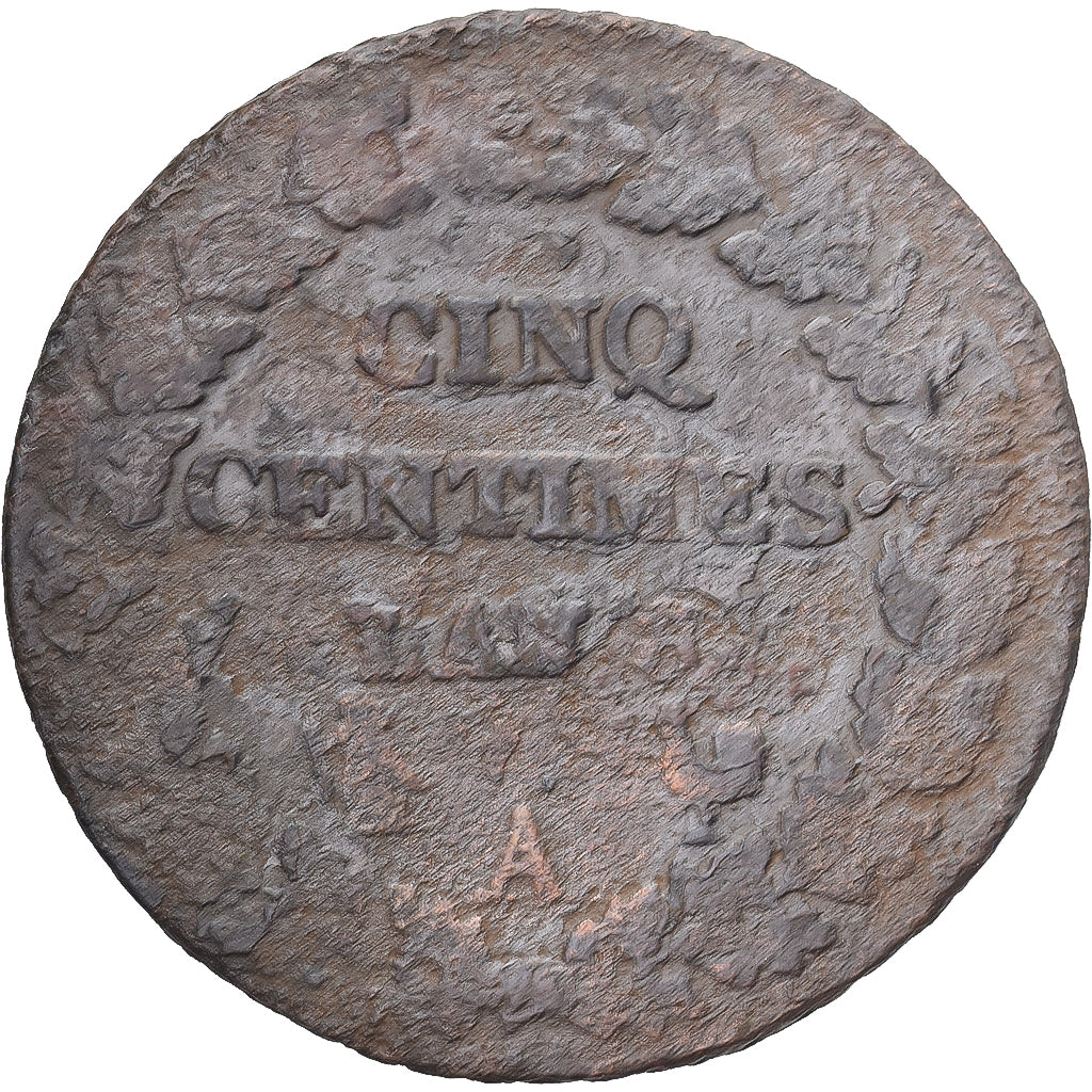 Munten, Frankrijk, Dupré, 5 Centimes, AN 8, Paris, ZG+, Koper, Gadoury:126