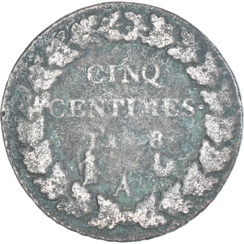 Moeda, França, Dupré, 5 Centimes, AN 8, Paris, F(12-15), Cobre, Gadoury:126