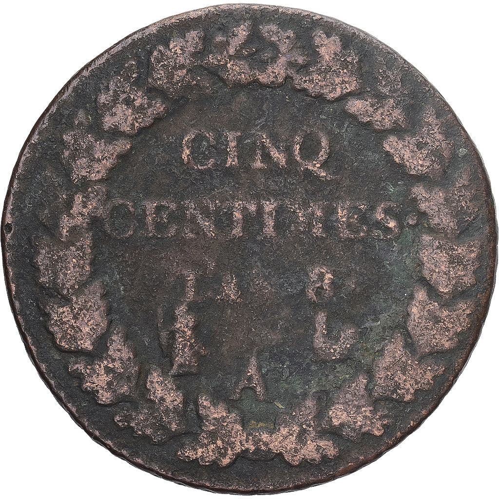 Moneda, Francia, Dupré, 5 Centimes, AN 8, Paris, BC, Cobre, Gadoury:126