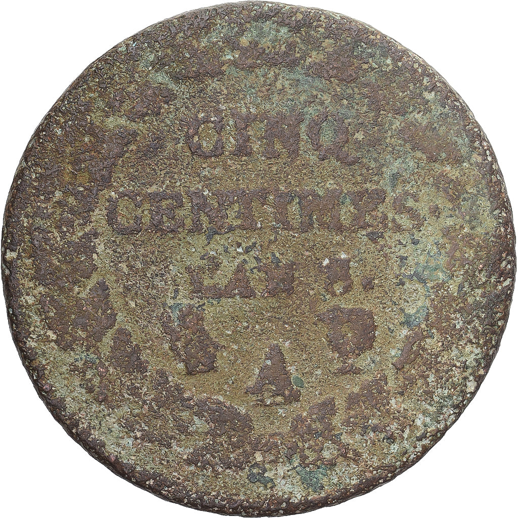 Munten, Frankrijk, Dupré, 5 Centimes, AN 8, Paris, ZG, Koper, Gadoury:126