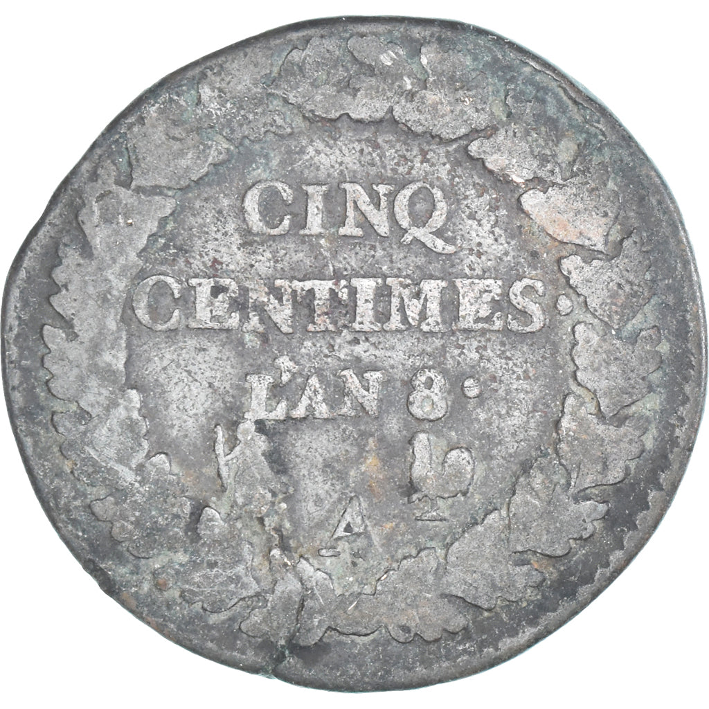 Munten, Frankrijk, Dupré, 5 Centimes, AN 8, Paris, ZG, Koper, Gadoury:126