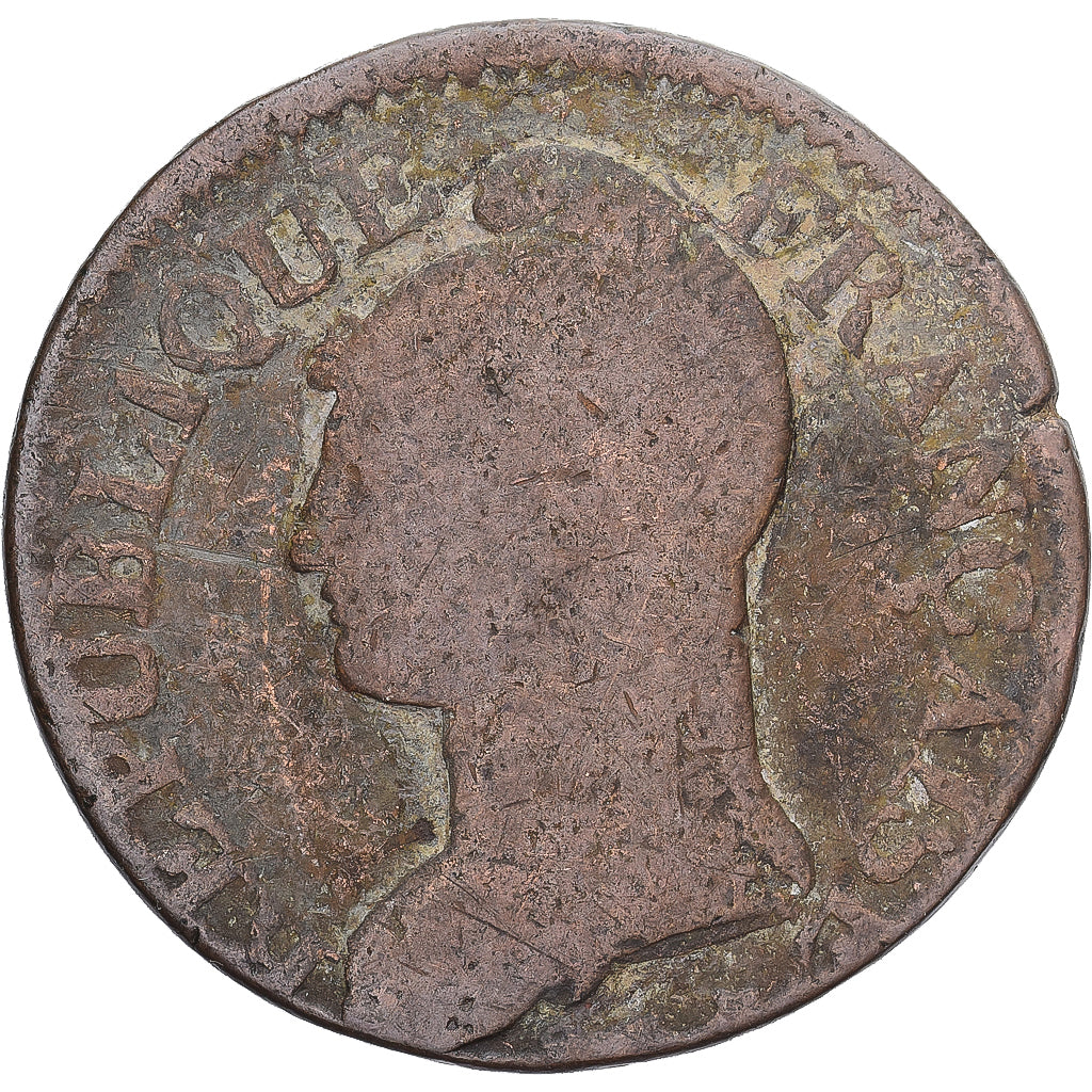 Moneda, Francia, Dupré, 5 Centimes, AN 8, Metz, BC+, Cobre, Gadoury:126