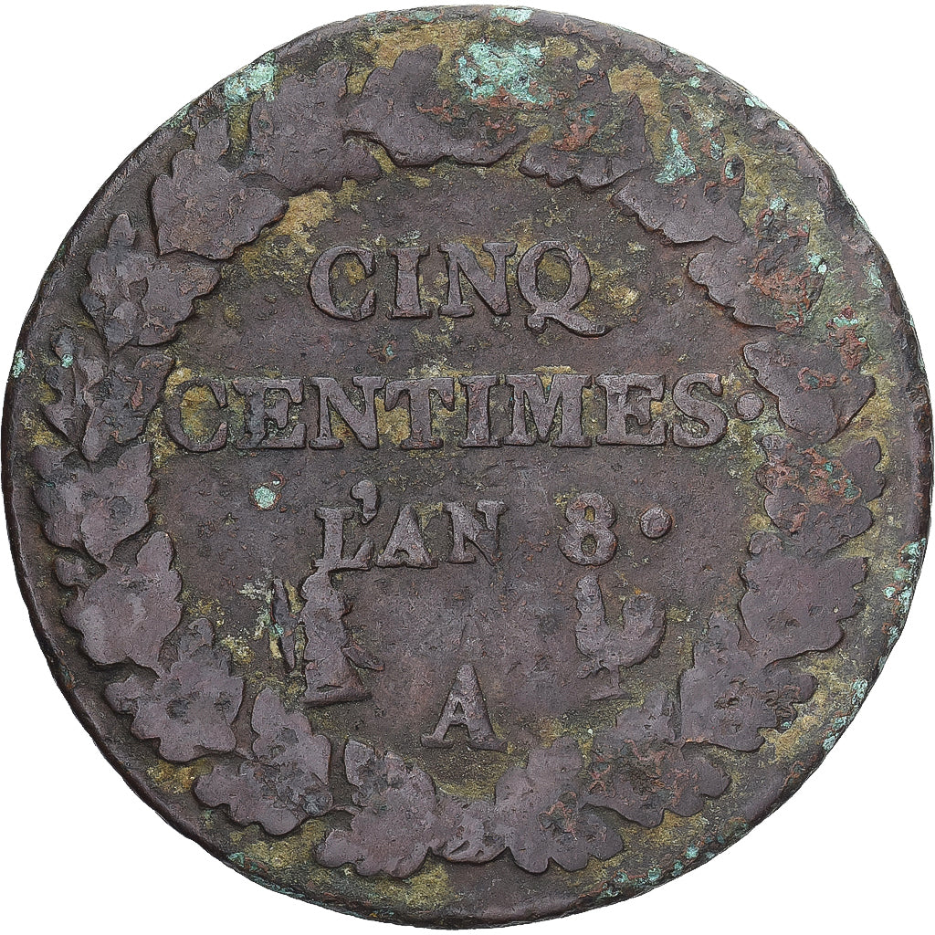 Munten, Frankrijk, Dupré, 5 Centimes, AN 8, Paris, FR, Koper, Gadoury:126