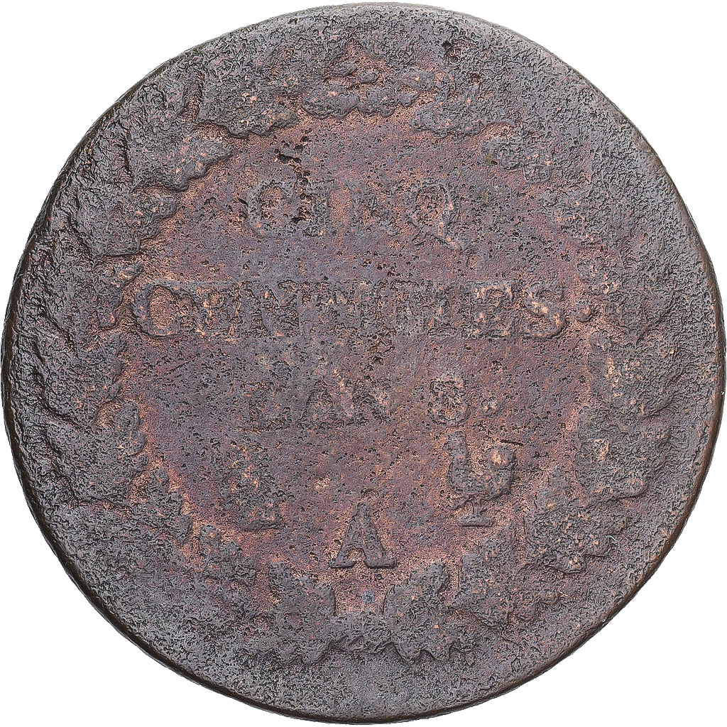 Moneda, Francia, Dupré, 5 Centimes, AN 8, Paris, BC+, Cobre, Gadoury:126