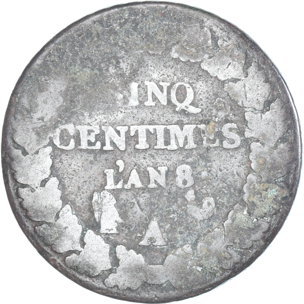 Munten, Frankrijk, Dupré, 5 Centimes, AN 8, Paris, FR, Koper, Gadoury:126