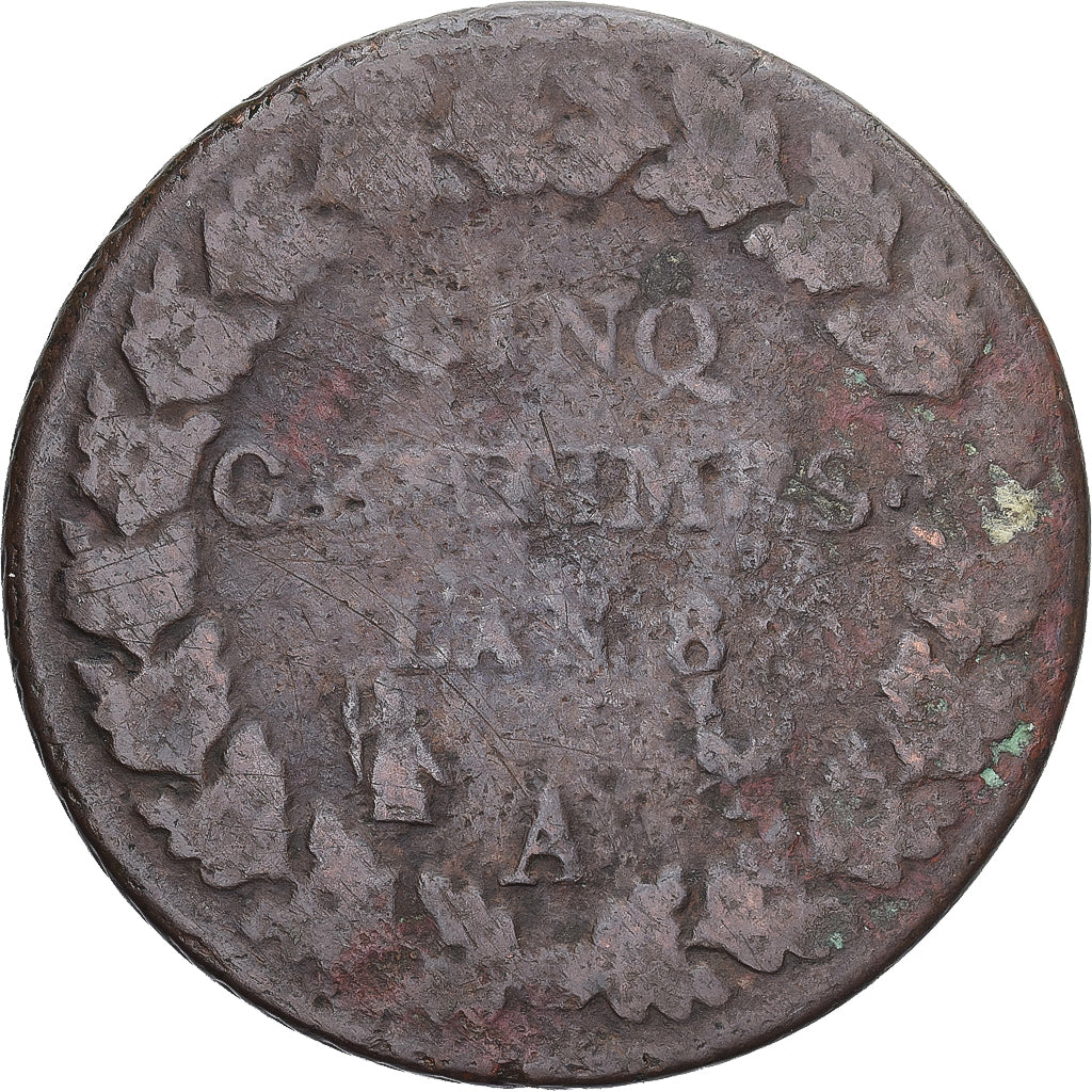 Munten, Frankrijk, Dupré, 5 Centimes, AN 8, Paris, FR, Koper, Gadoury:126
