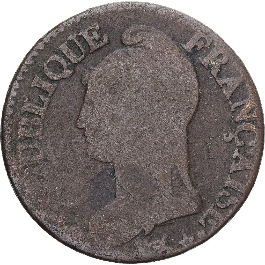 Moneda, Francia, Dupré, 5 Centimes, AN 8, Paris, BC+, Cobre, Gadoury:126