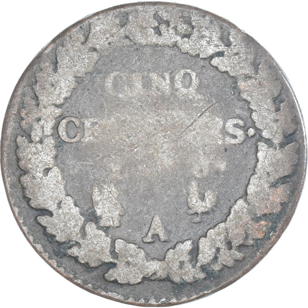 Moneta, Francja, Dupré, 5 Centimes, AN 8, Paris, VF(20-25), Miedź, Gadoury:126