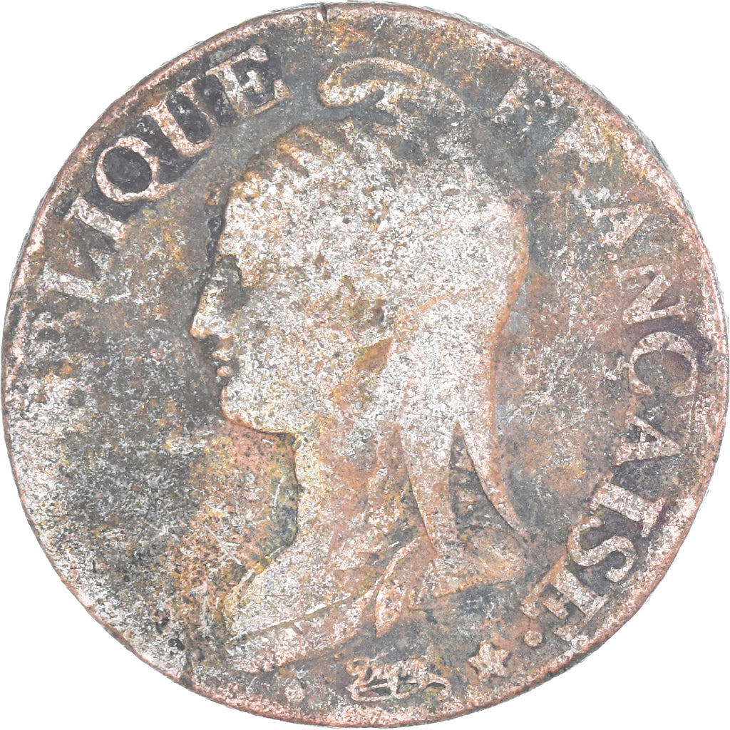 Moeda, França, Dupré, 5 Centimes, AN 8, Paris, VF(20-25), Cobre, Gadoury:126