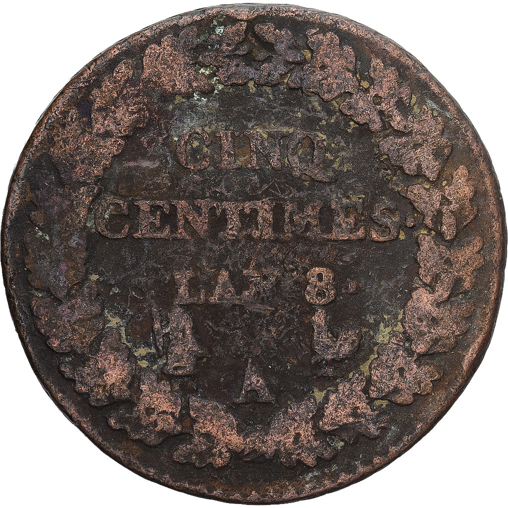 Munten, Frankrijk, Dupré, 5 Centimes, AN 8, Paris, FR, Koper, Gadoury:126