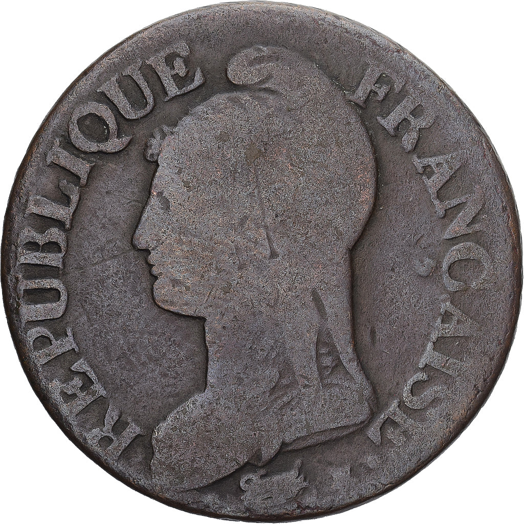 Moneda, Francia, Dupré, 5 Centimes, AN 8, Paris, BC+, Cobre, Gadoury:126