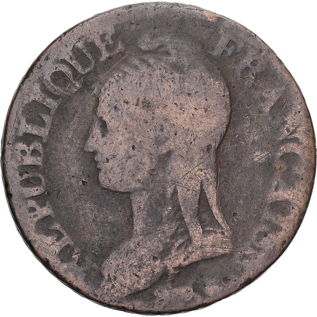 Moneda, Francia, Dupré, 5 Centimes, AN 8, Paris, BC+, Cobre, Gadoury:126