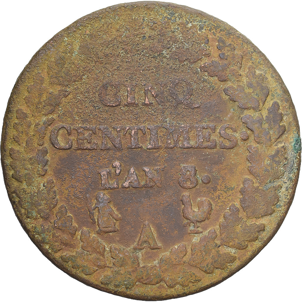 Münze, Frankreich, Dupré, 5 Centimes, AN 8/5, Paris, SGE, Kupfer, Gadoury:126a