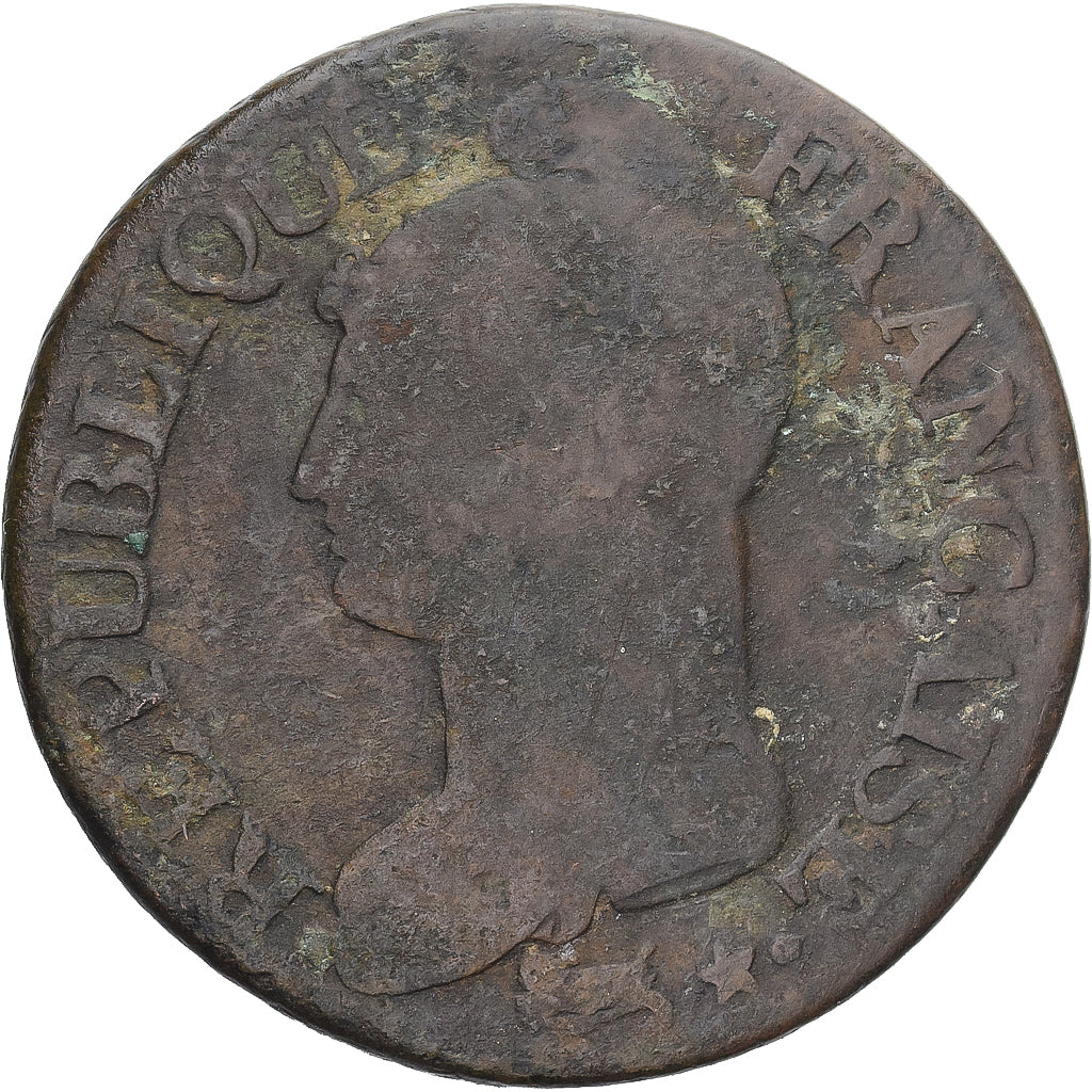 Moeda, França, Dupré, 5 Centimes, AN 8/5, Paris, F(12-15), Cobre, Gadoury:126a