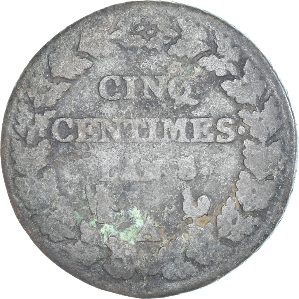 Moeda, França, Dupré, 5 Centimes, AN 8/5, Paris, F(12-15), Cobre, Gadoury:126a