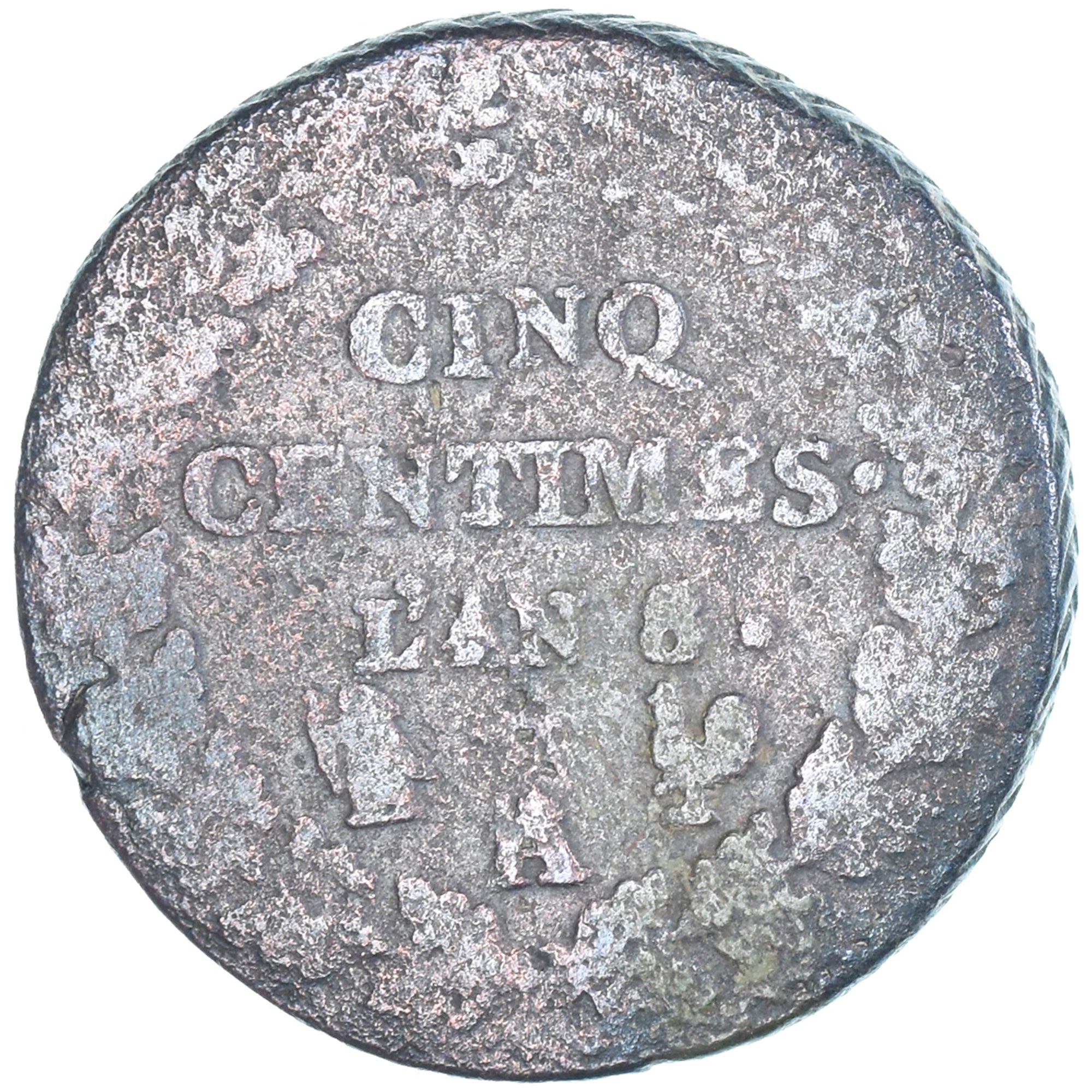 Moeda, França, Dupré, 5 Centimes, AN 8/5, Paris, VF(20-25), Cobre