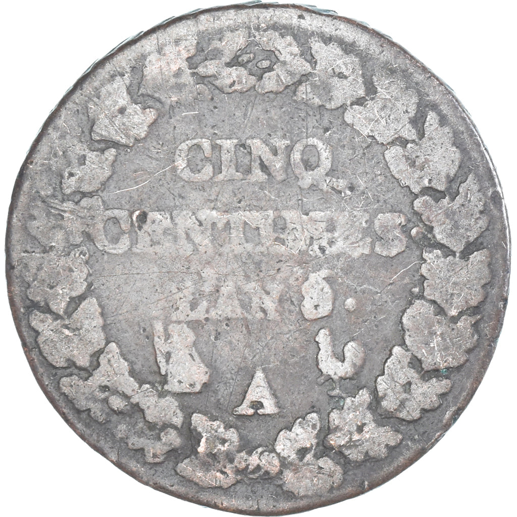 Moeda, França, Dupré, 5 Centimes, AN 8/5, Paris, VF(20-25), Cobre