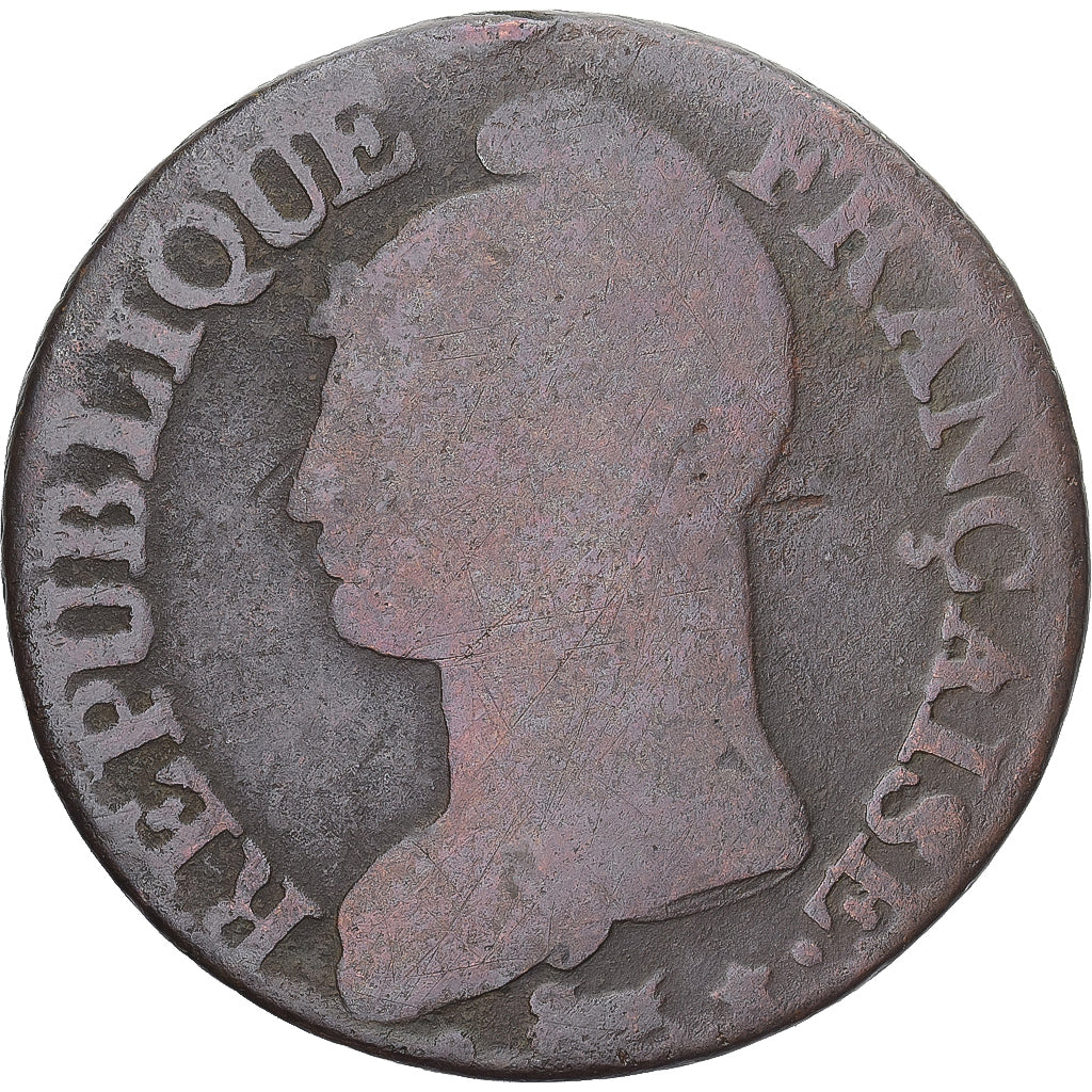 Moneda, Francia, Dupré, 5 Centimes, An 8/?, Paris, BC+, Cobre, Gadoury:126a