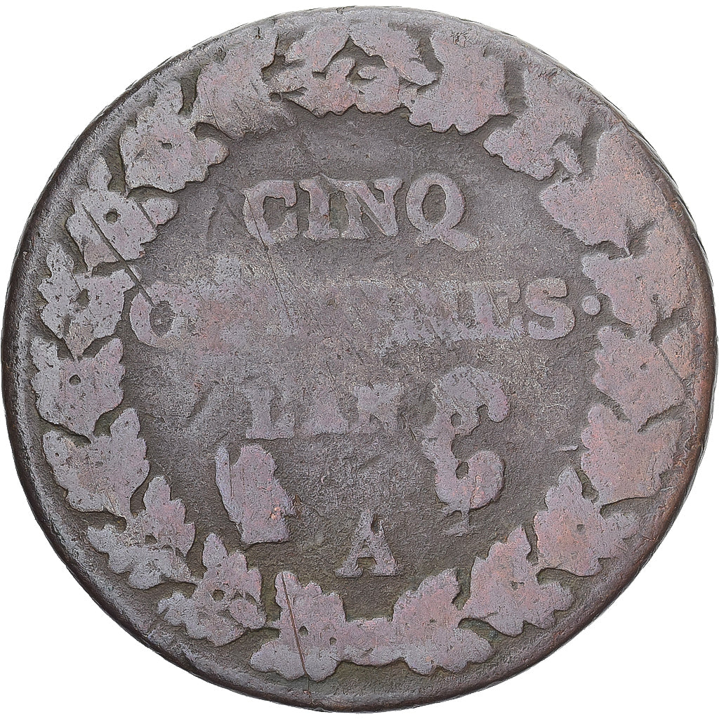 Moneda, Francia, Dupré, 5 Centimes, An 8/?, Paris, BC+, Cobre, Gadoury:126a