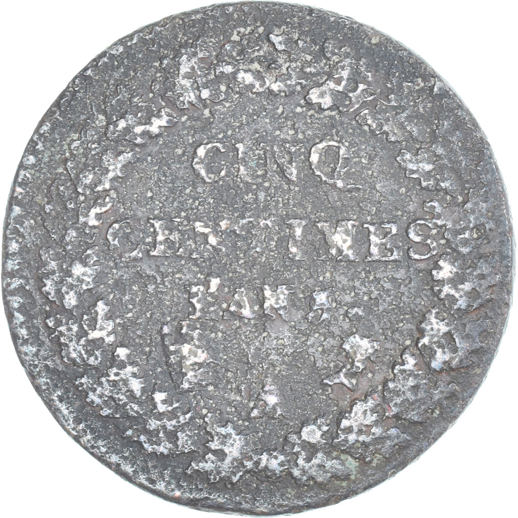 Moneta, Francia, Dupré, 5 Centimes, Paris, B, Rame, Gadoury:126/126a