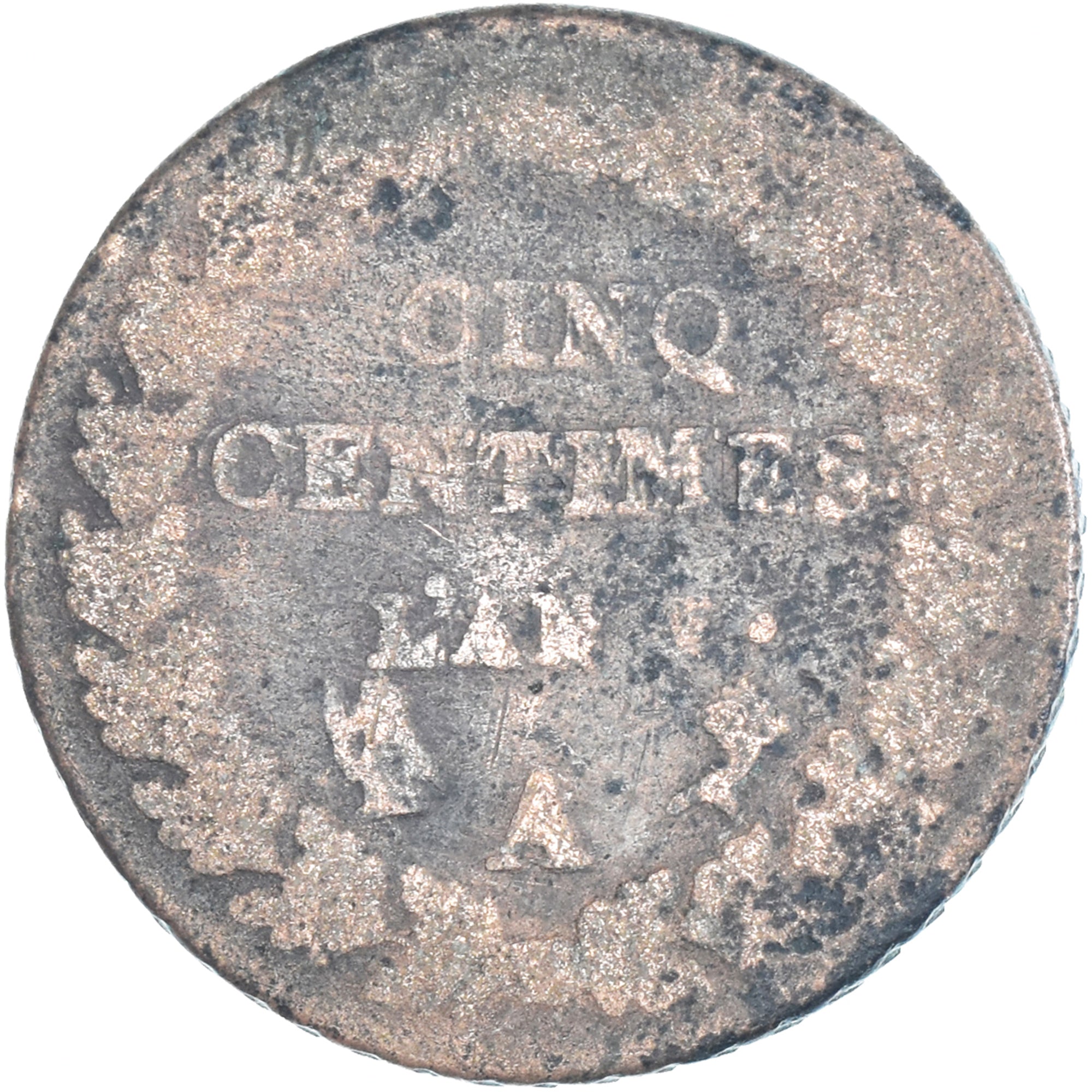 Moneta, Francia, Dupré, 5 Centimes, Paris, B, Rame, Gadoury:126/126a