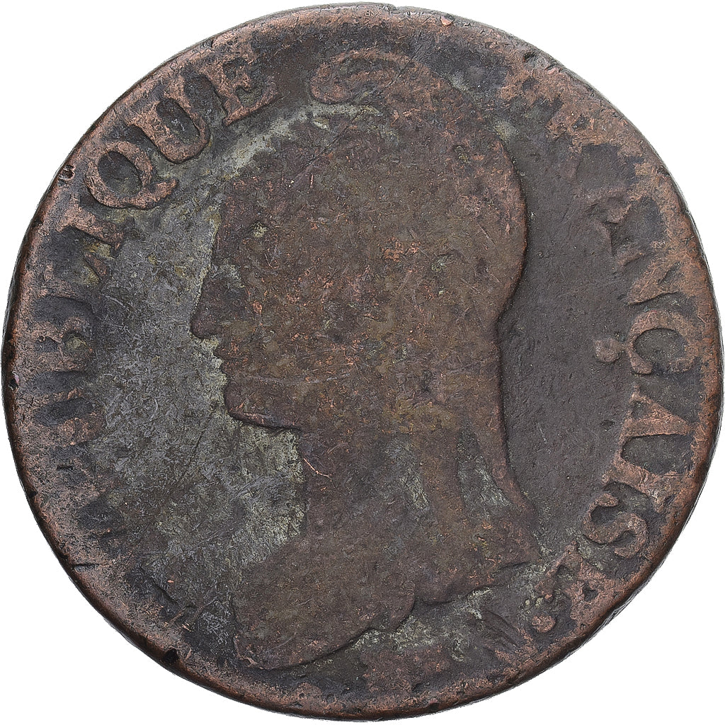 Moneda, Francia, Dupré, 5 Centimes, Paris, BC, Cobre, Gadoury:126/126a
