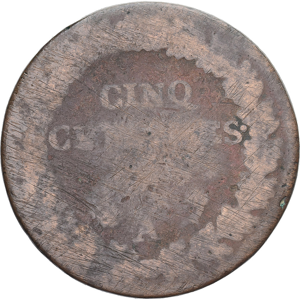 Moneta, Francia, Dupré, 5 Centimes, Paris, B+, Rame, Gadoury:126/126a