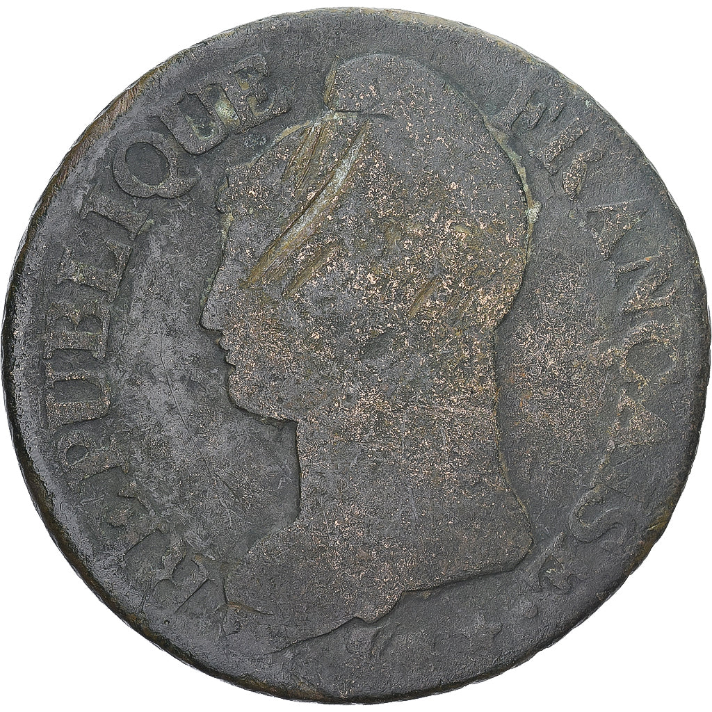 Moneda, Francia, Dupré, 5 Centimes, Paris, BC, Cobre, Gadoury:126/126a