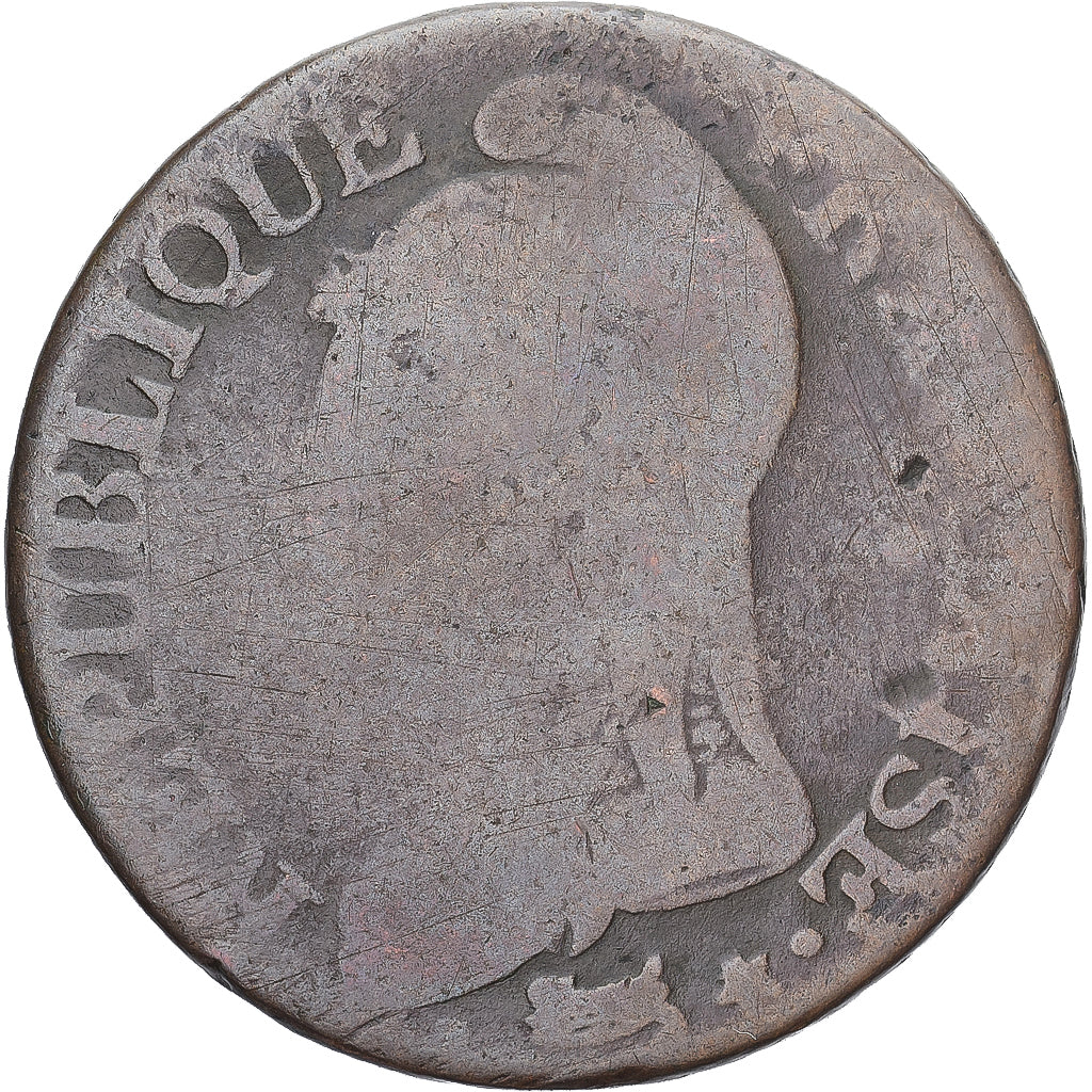 Munten, Frankrijk, Dupré, 5 Centimes, Paris, ZG+, Koper, Gadoury:126/126a