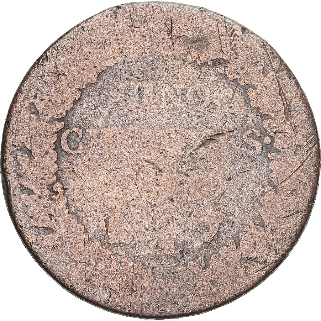 Moneda, Francia, Dupré, 5 Centimes, Paris, BC+, Cobre, Gadoury:126/126a