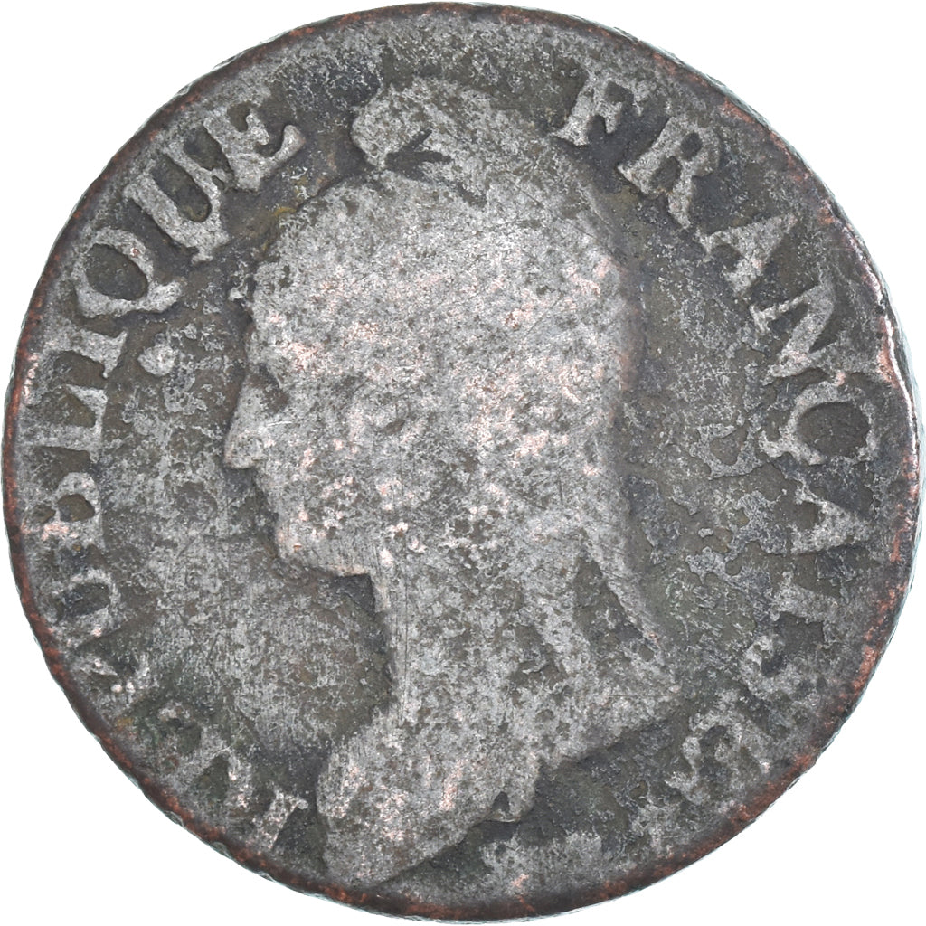 Moeda, França, Dupré, 5 Centimes, Paris, VF(20-25), Cobre, Gadoury:126/126a