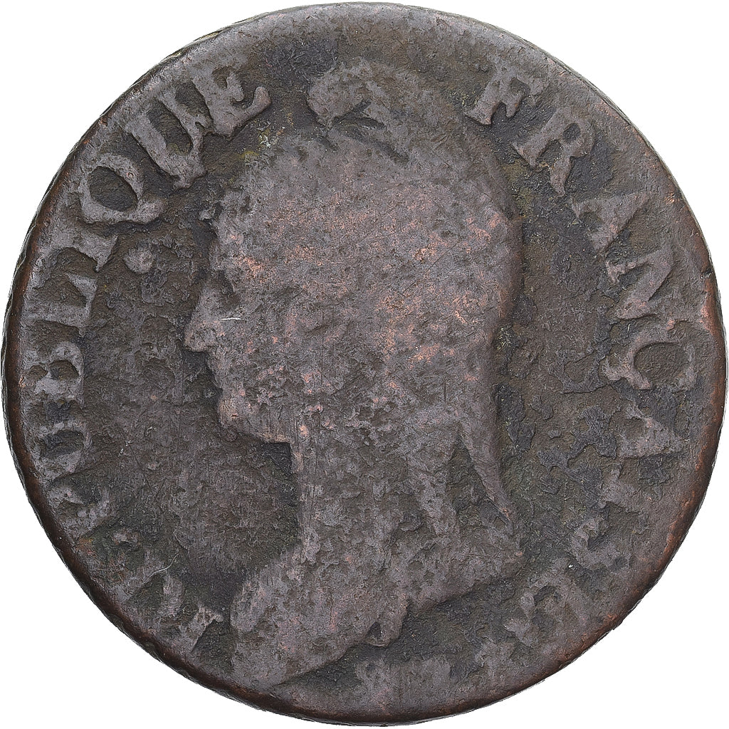 Moneda, Francia, Dupré, 5 Centimes, Paris, BC+, Cobre, Gadoury:126/126a