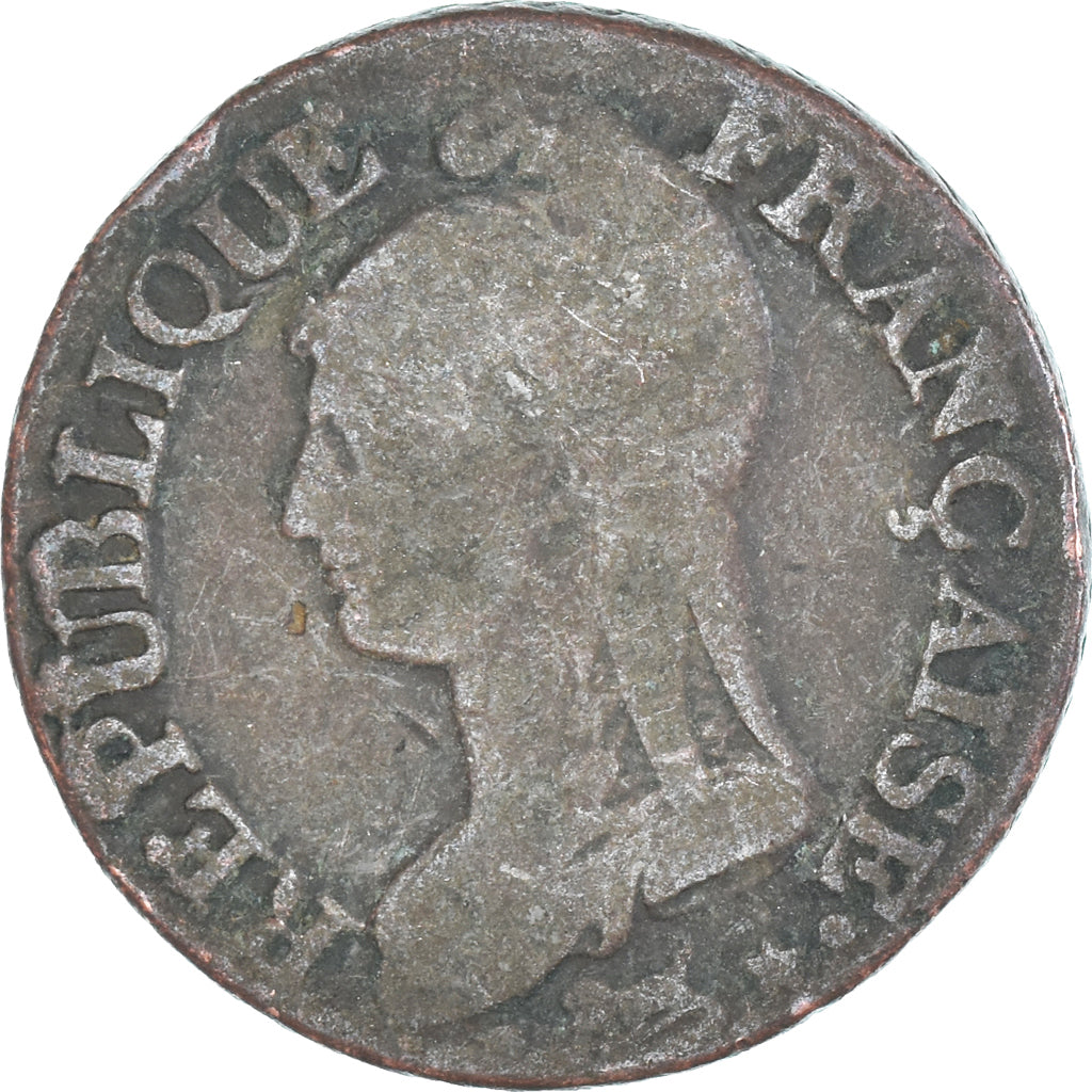 Coin, France, Dupré, 5 Centimes, Paris, VF(20-25), Copper, Gadoury:126/126a