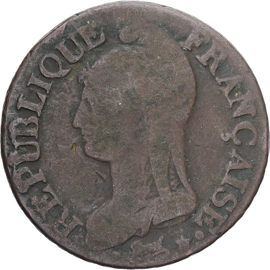 Moneda, Francia, Dupré, 5 Centimes, Paris, BC+, Cobre, Gadoury:126/126a