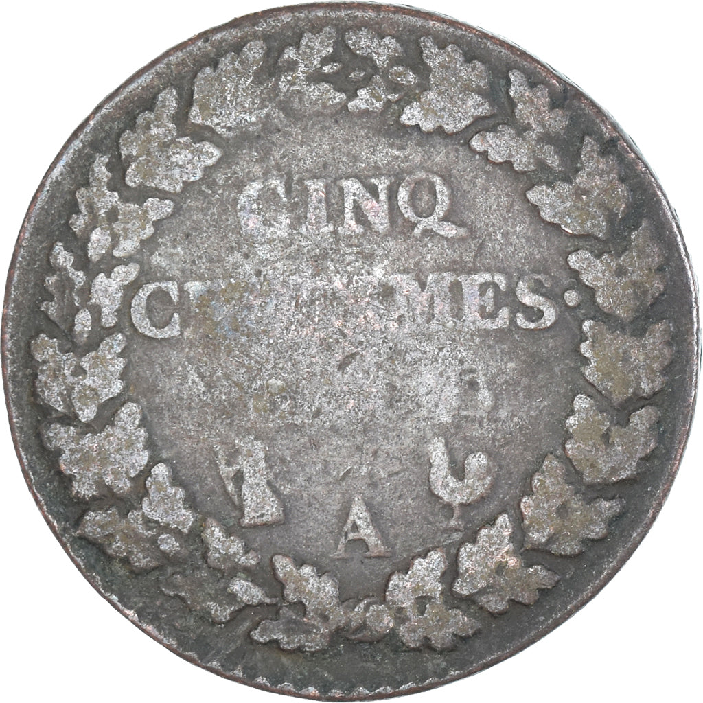 Coin, France, Dupré, 5 Centimes, Paris, VF(20-25), Copper, Gadoury:126/126a