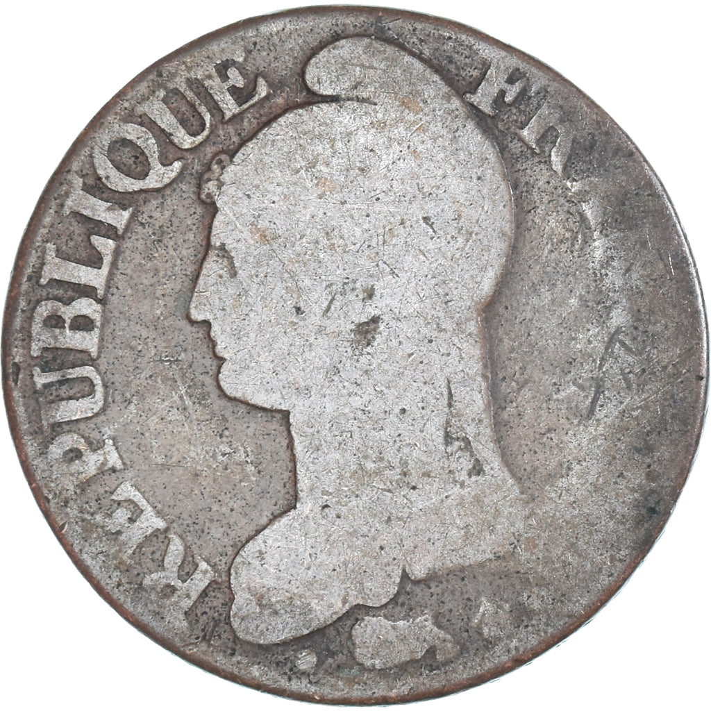 Moeda, França, Dupré, 5 Centimes, Paris, VF(20-25), Cobre, Gadoury:126/126a