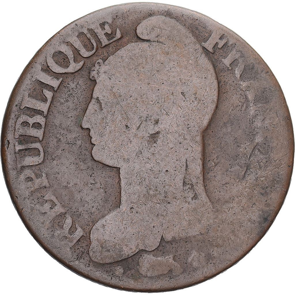 Moneda, Francia, Dupré, 5 Centimes, Paris, BC+, Cobre, Gadoury:126/126a