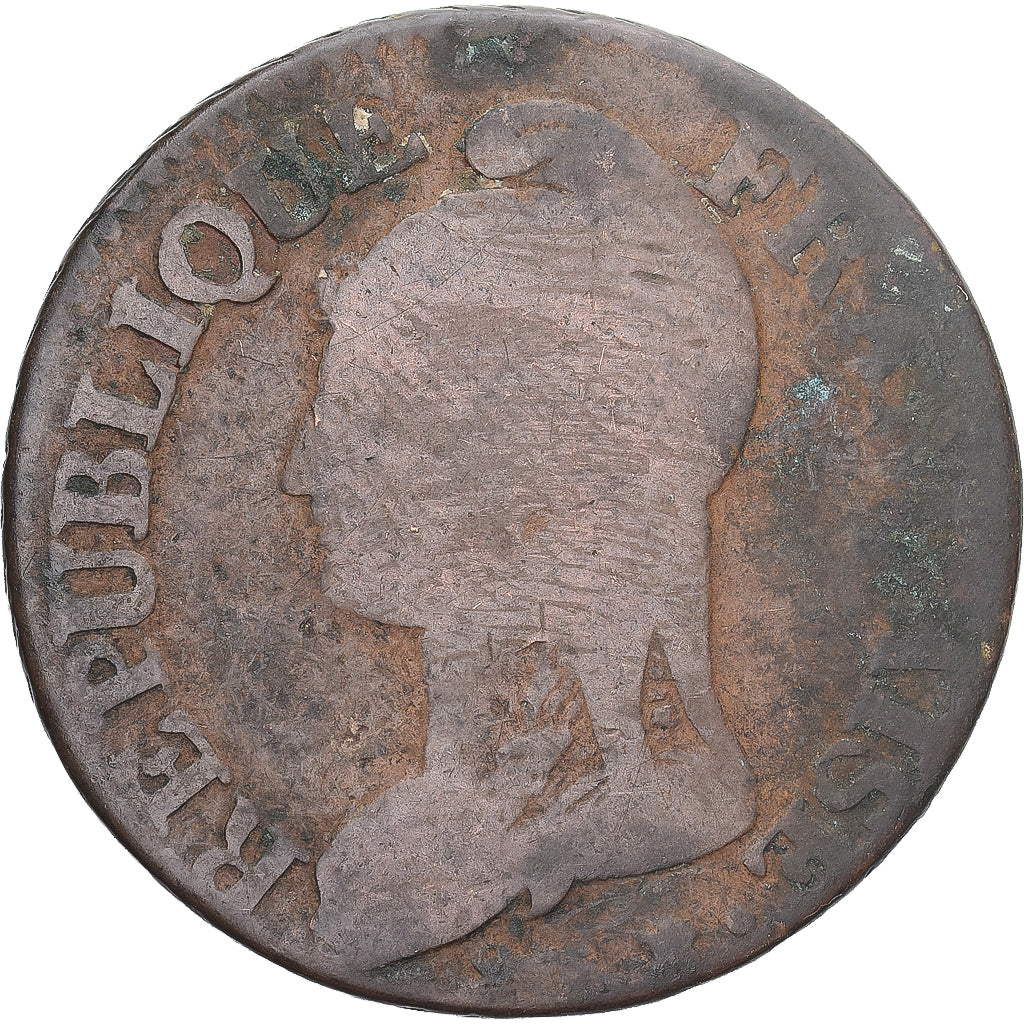 Coin, France, Dupré, 5 Centimes, Paris, VF(20-25), Copper, Gadoury:126/126a
