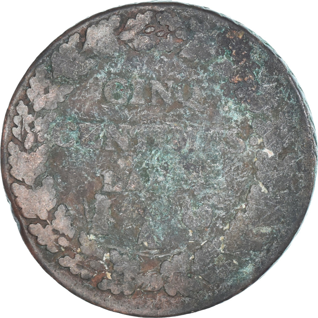 Coin, France, Dupré, 5 Centimes, Paris, VF(20-25), Copper, Gadoury:126/126a