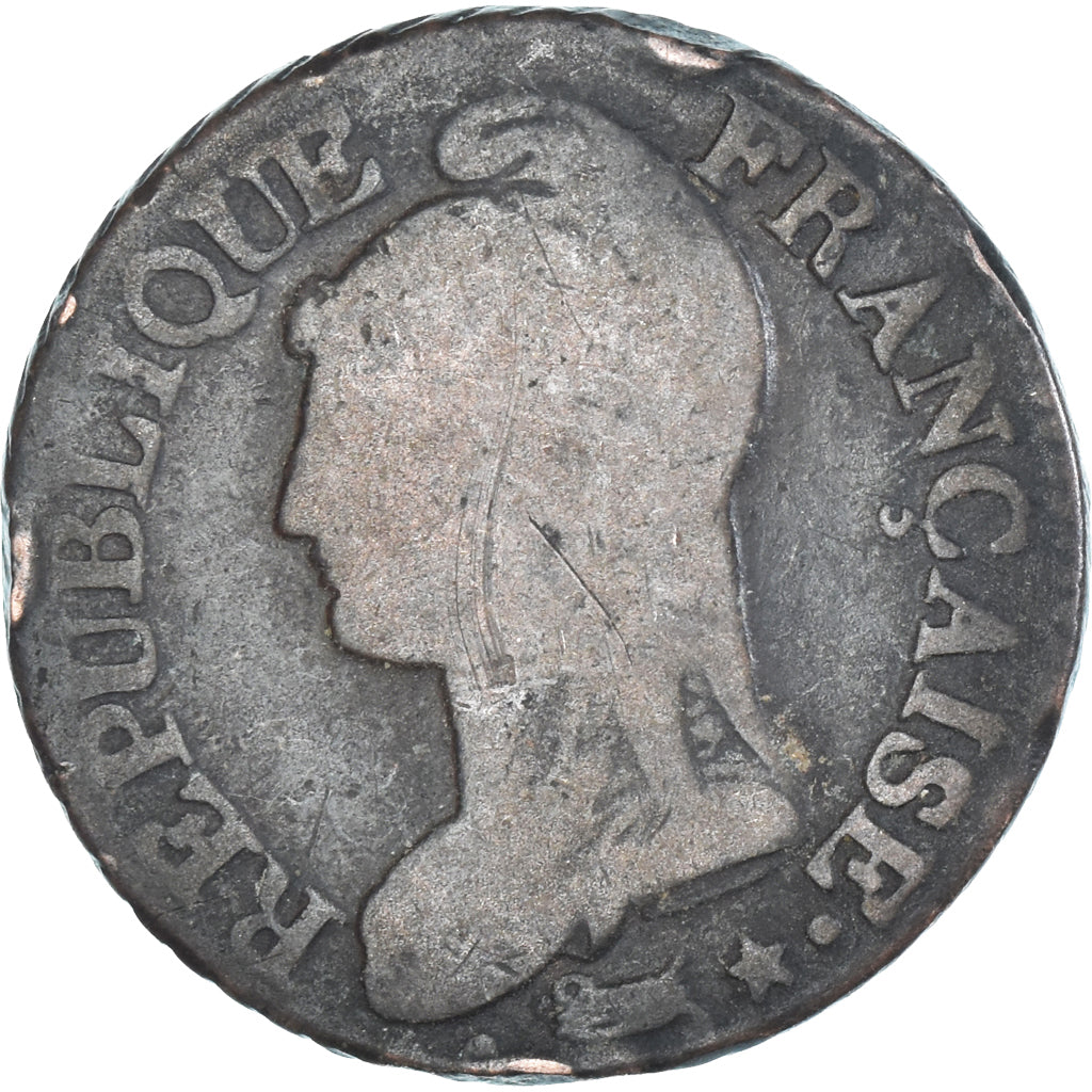 Moeda, França, Dupré, 5 Centimes, Paris, VF(20-25), Cobre, Gadoury:126/126a