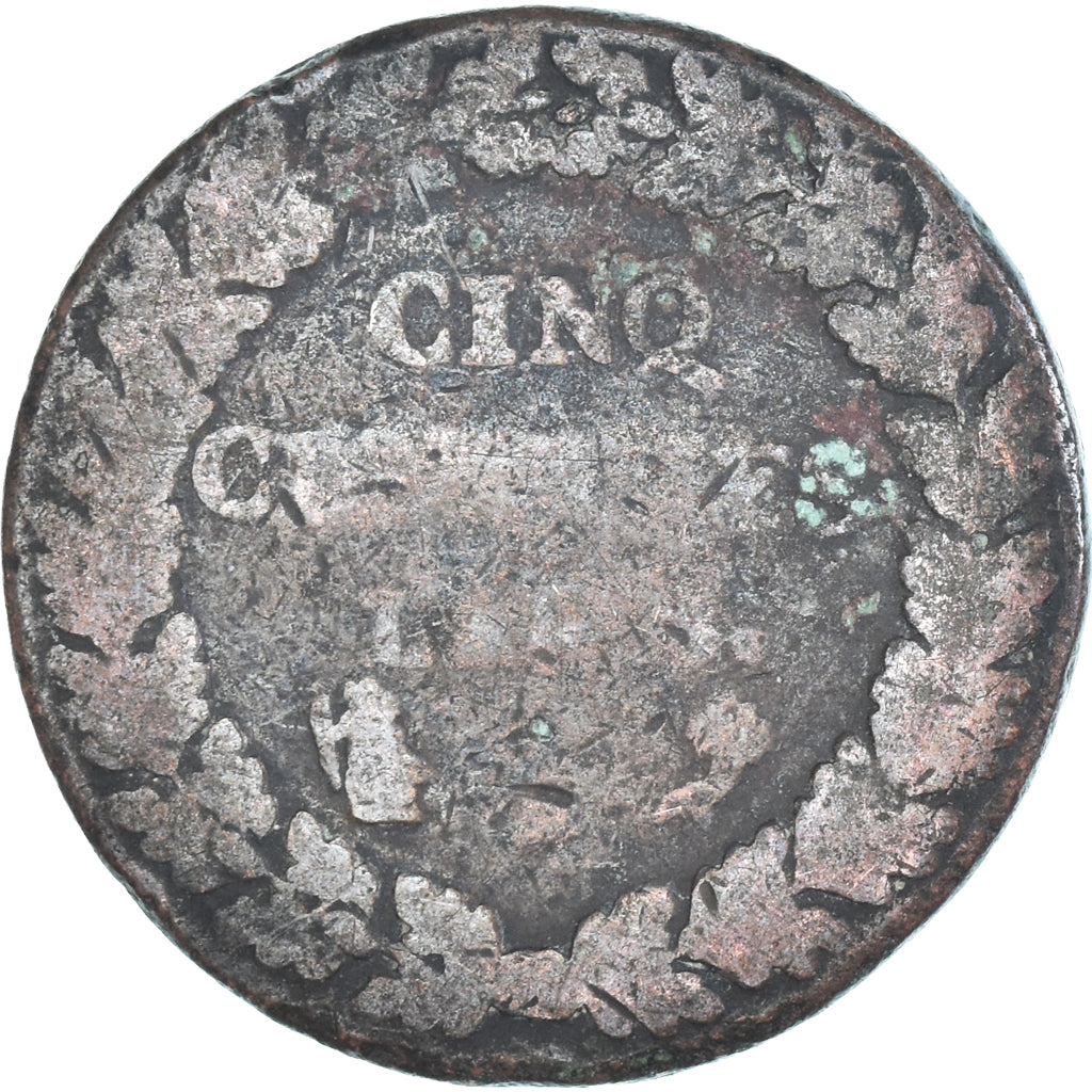 Moeda, França, Dupré, 5 Centimes, Paris, VF(20-25), Cobre, Gadoury:126/126a