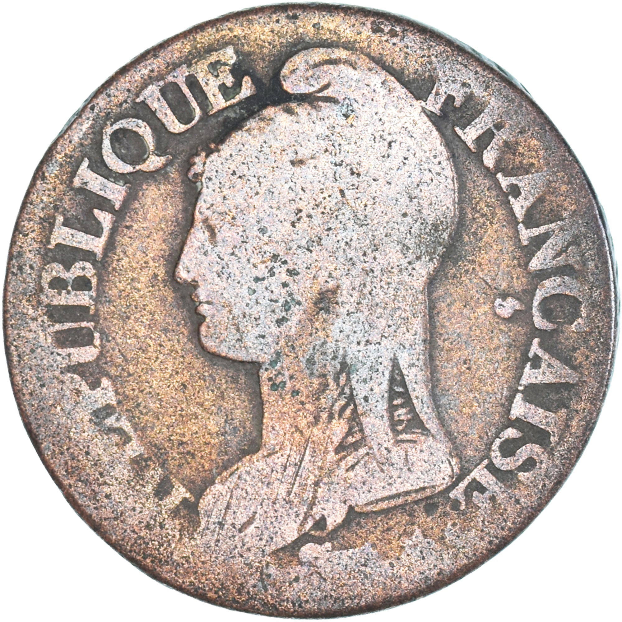 Moneta, Francia, Dupré, 5 Centimes, Paris, MB, Rame, Gadoury:126/126a