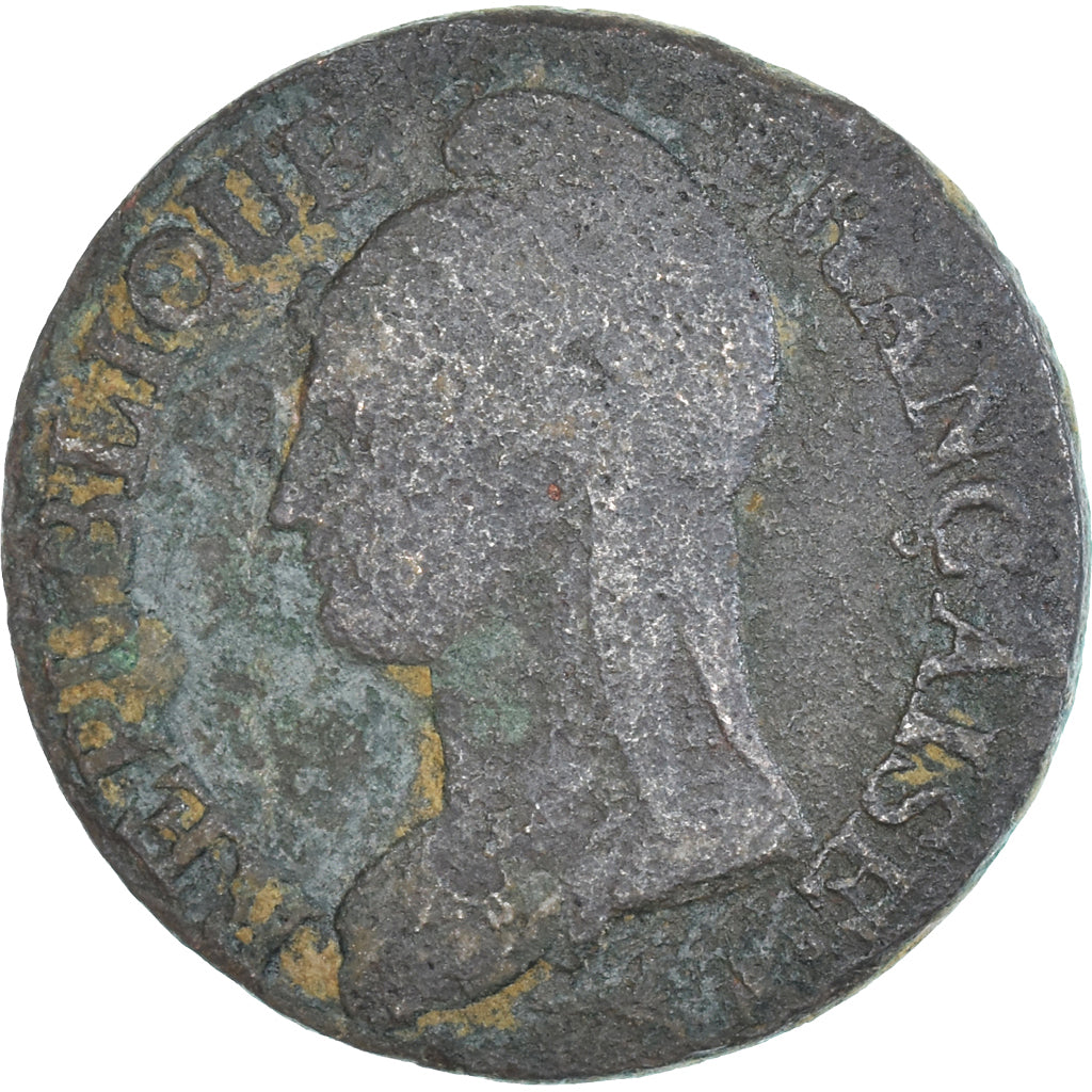 Moeda, França, Dupré, 5 Centimes, Paris, VF(20-25), Cobre, Gadoury:126/126a