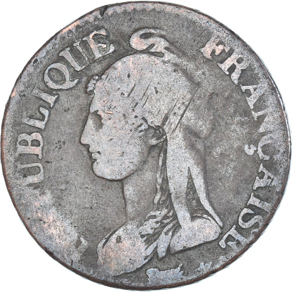 Moeda, França, Dupré, 5 Centimes, Paris, VF(30-35), Cobre, Gadoury:126/126a