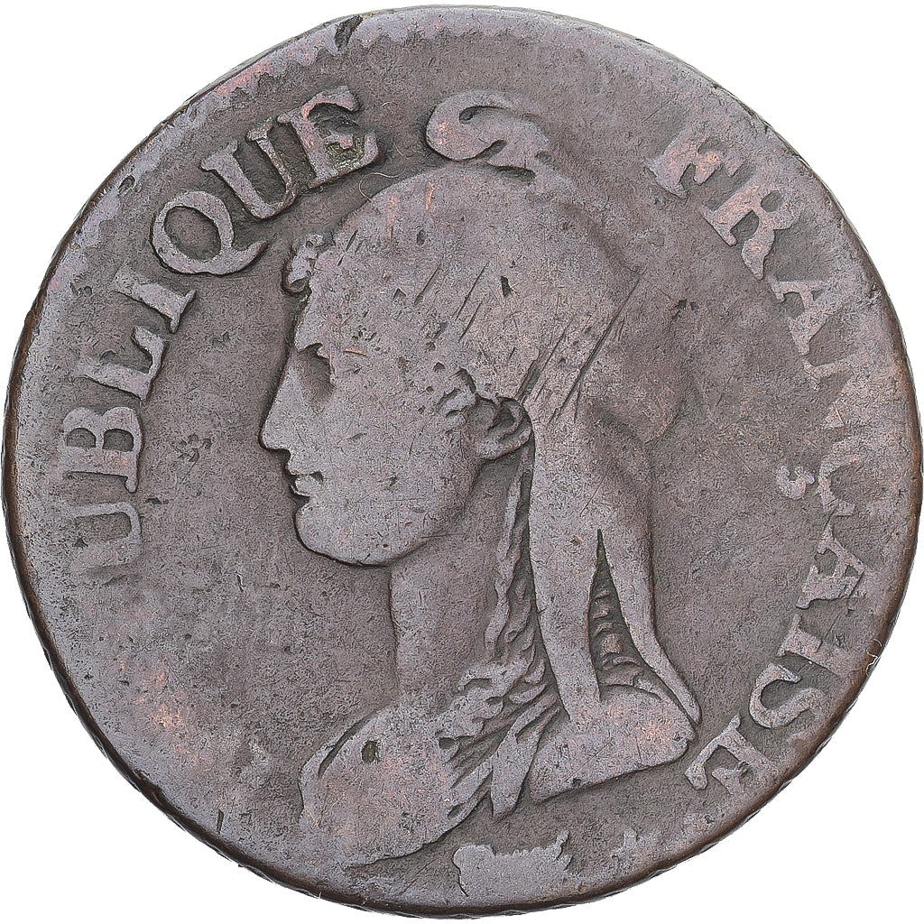 Moneda, Francia, Dupré, 5 Centimes, Paris, BC+, Cobre, Gadoury:126/126a