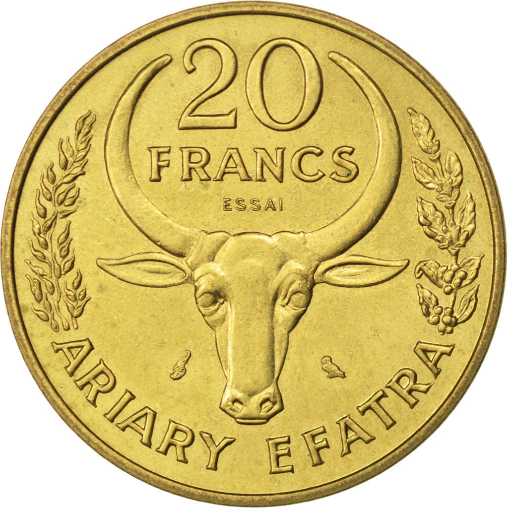 Coin, Madagascar, 20 Francs, 1970, Paris, MS(63), Aluminum-Bronze, KM:E10