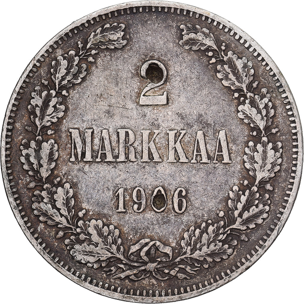 Coin, Finland, Nicholas II, 2 Markkaa, 1906, Helsinki, L, EF(40-45), Silver