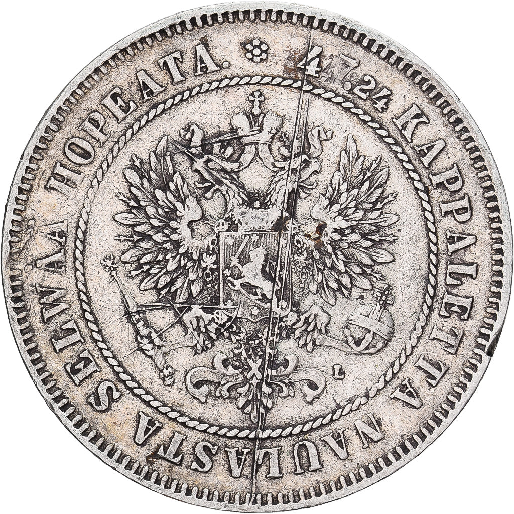 Moneda, Finlandia, Nicholas II, 2 Markkaa, 1906, Helsinki, L, MBC, Plata, KM:7.2