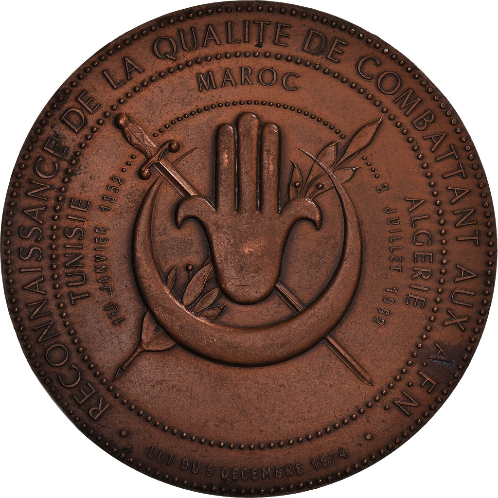 Francia, medalla, Union Nationale des Combattants d'Afrique du Nord, 1980, MBC+