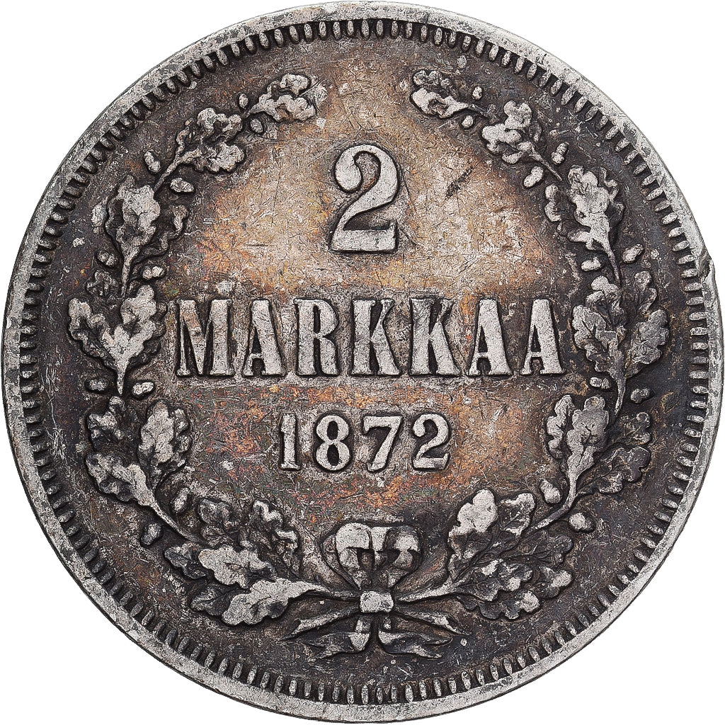 Coin, Finland, Alexander II, 2 Markkaa, 1872, Helsinki, EF(40-45), Silver